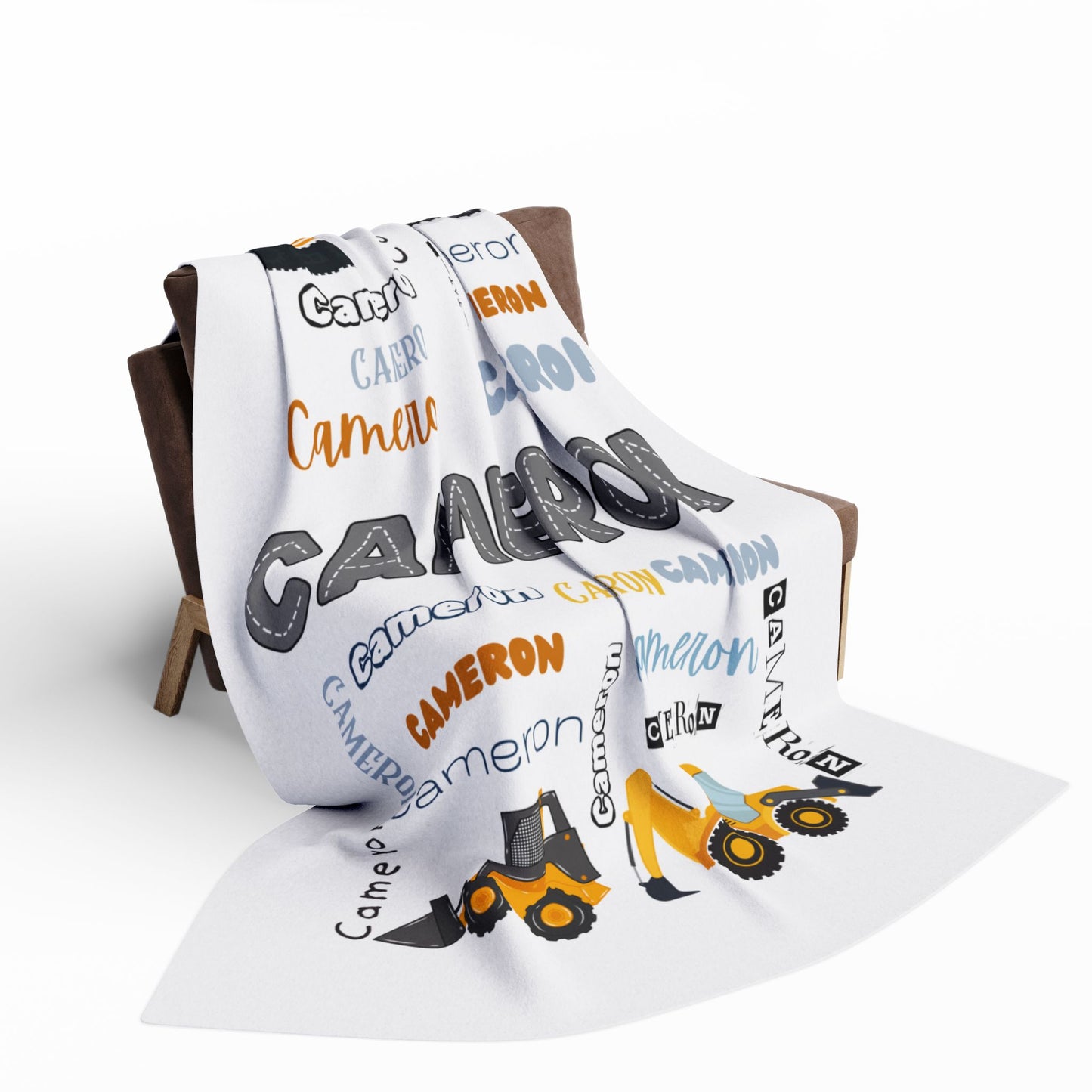 Personalized Construction, Heavy Equipment Blanket For Kids
