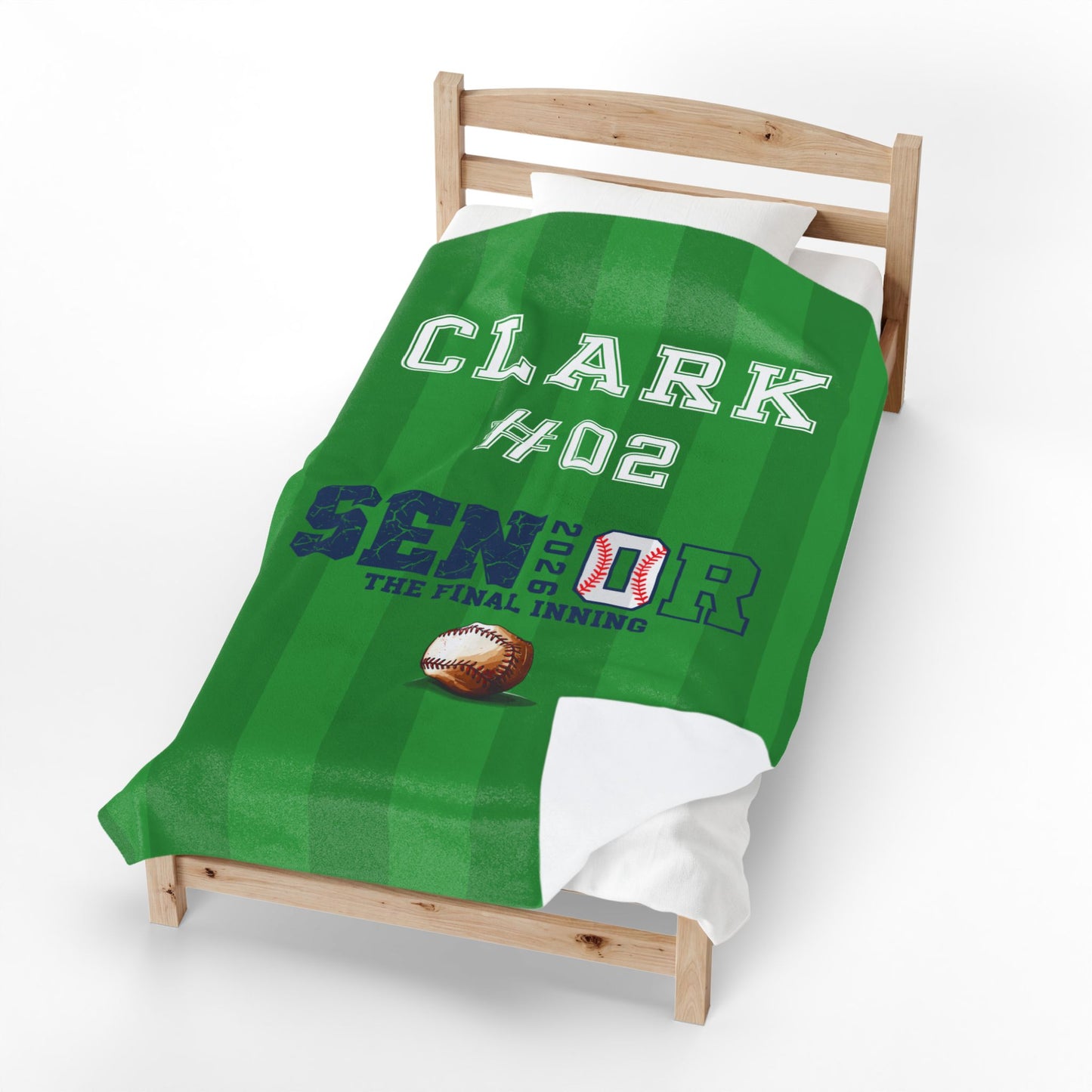 Personalized Senior Baseball Velveteen Plush Blanket - Name & Number (The Final Inning)