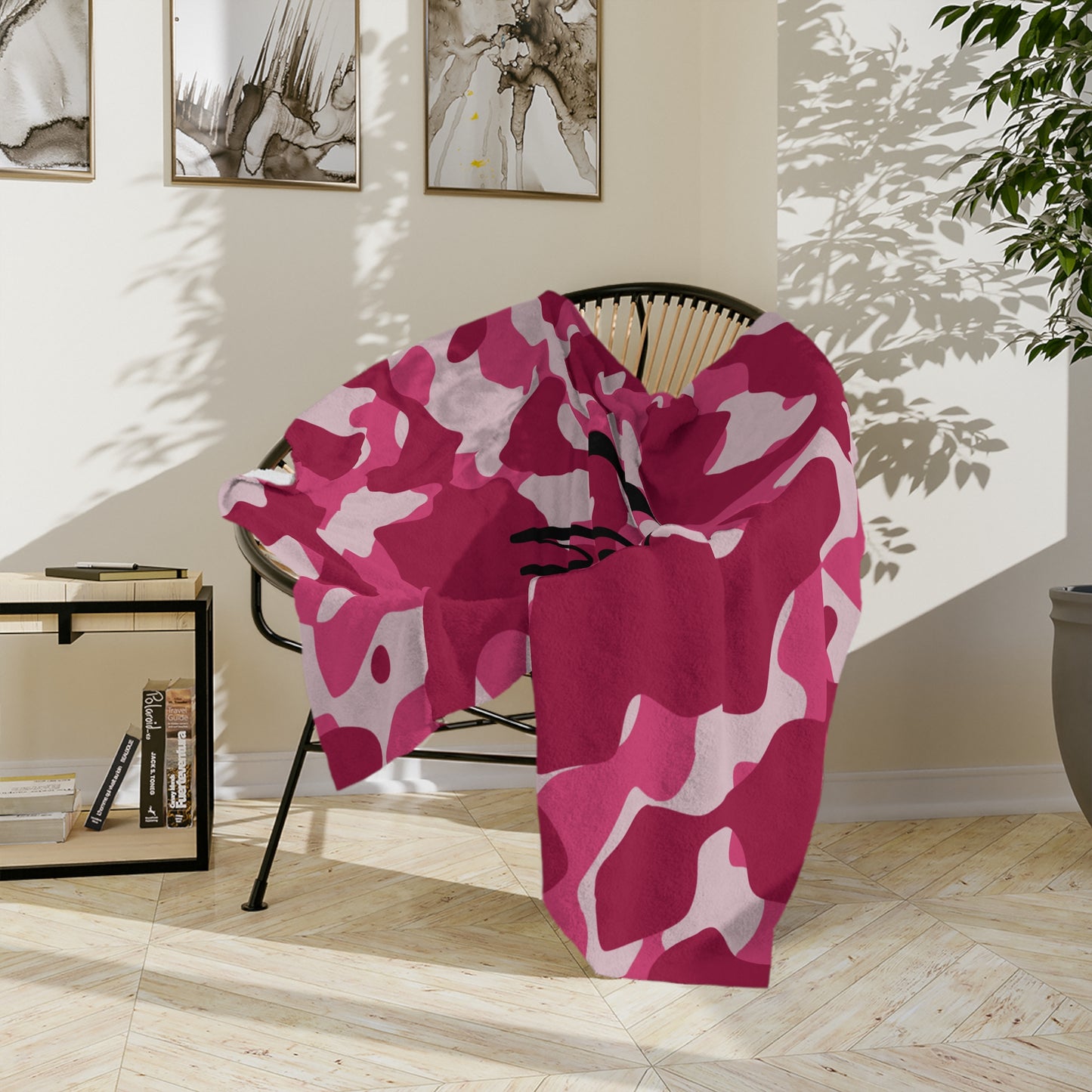 Personalized Pink Camo Velveteen Blanket