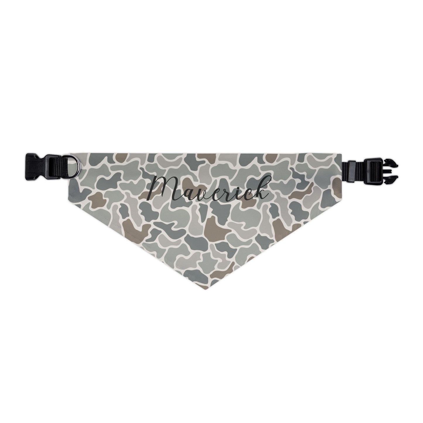 Grey Camo Pet Bandana Collar | Custom Name