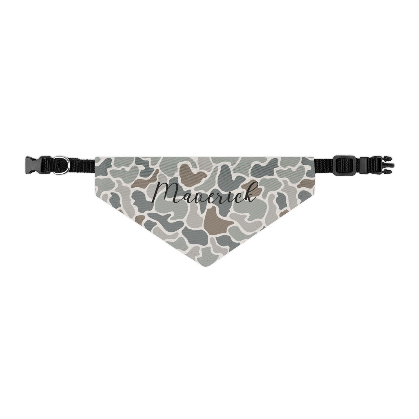 Grey Camo Pet Bandana Collar | Custom Name