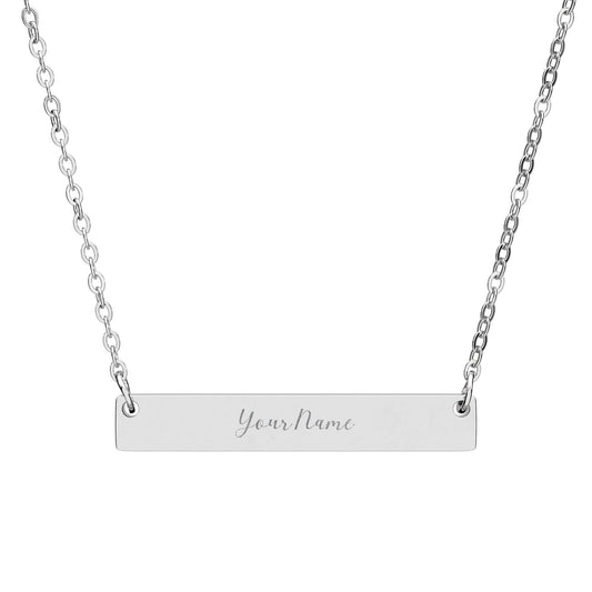 LIVE PERSONALIZATION Engravable Horizontal Bar Necklace — Personalized Name or Message Pendant