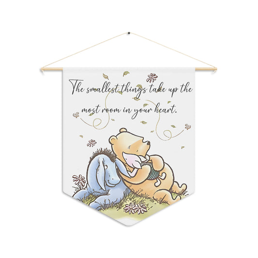 Classic Pooh & Eeyore Nursery Pennant — "The smallest things take up the most room in your heart" Wall Banner