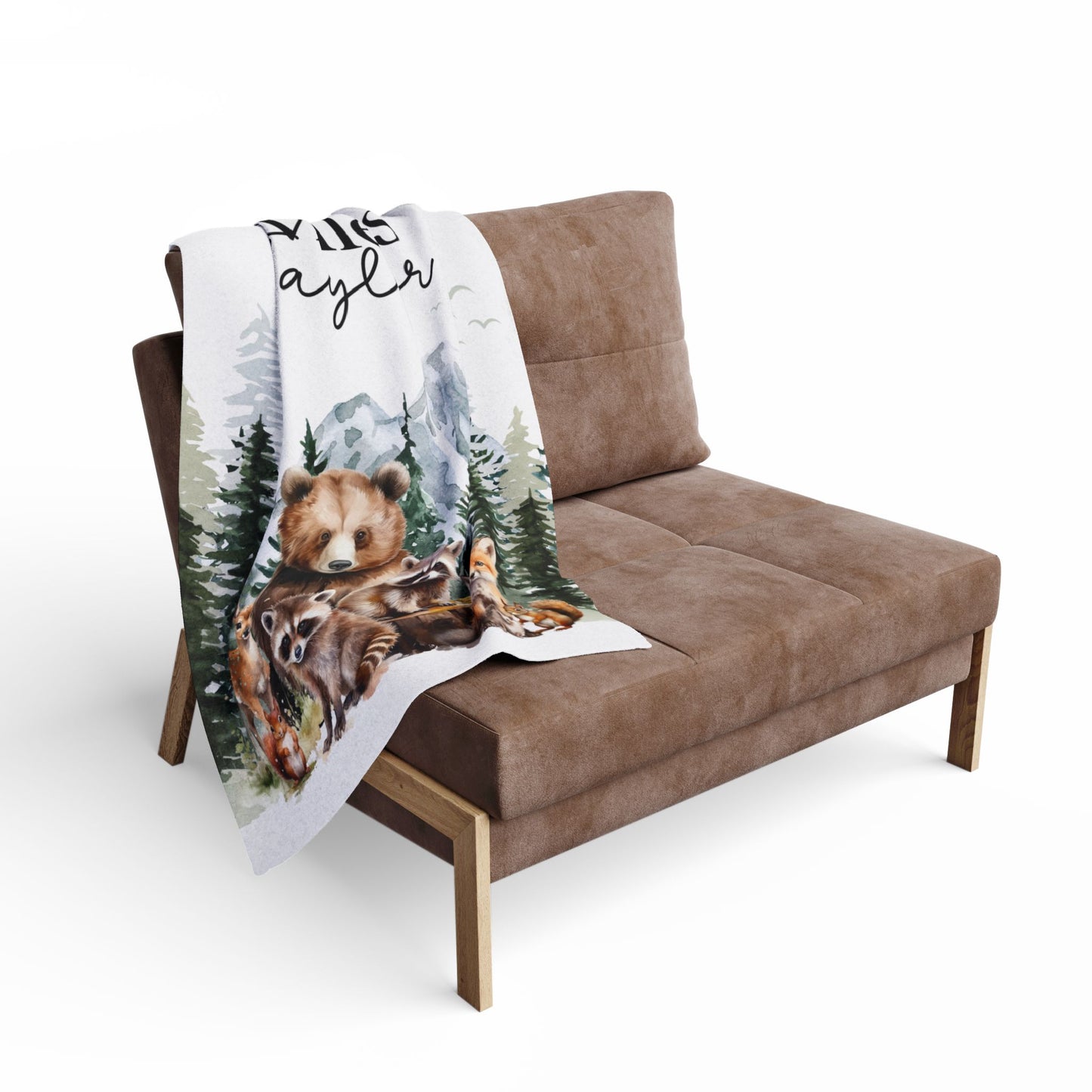 Personalized Woodland Themed Fleece Blanket