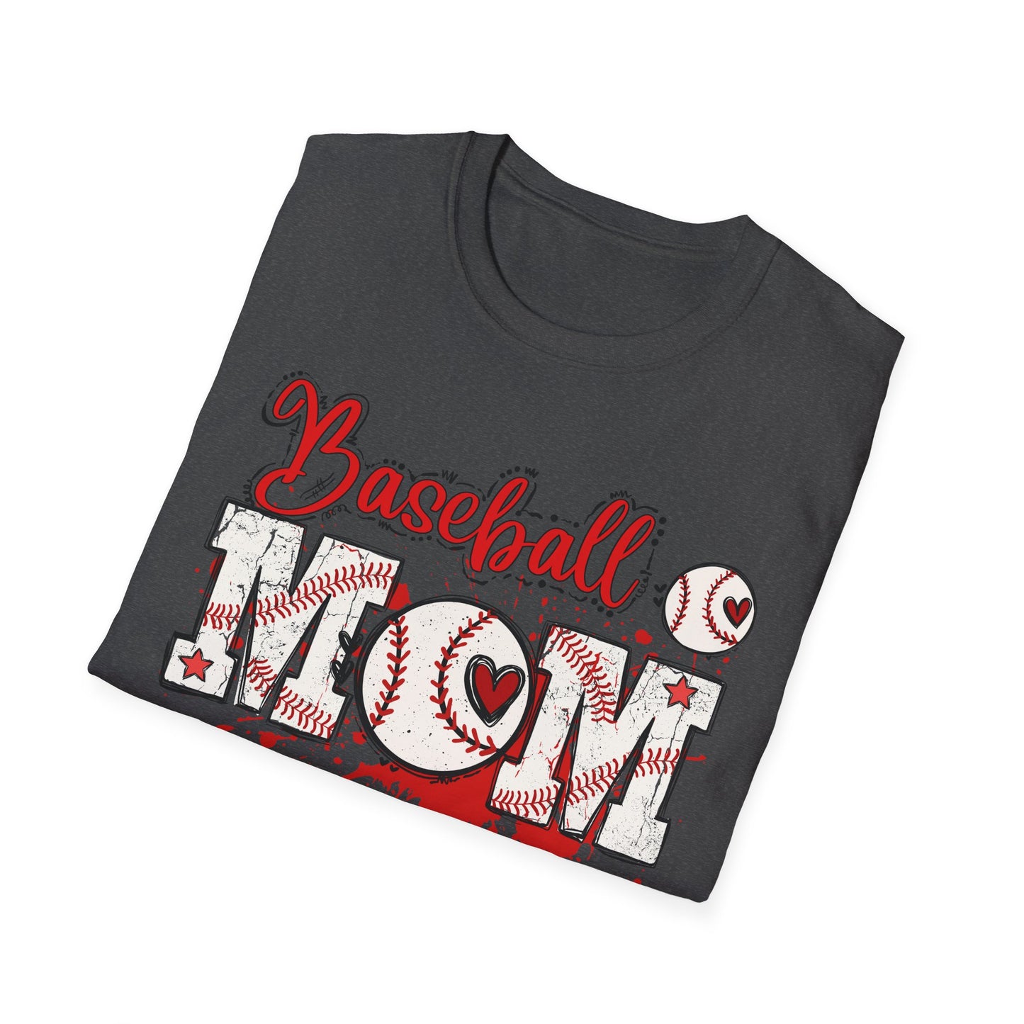 Grunge Baseball Mom T-Shirt – Personalized Jersey Number & Name Back