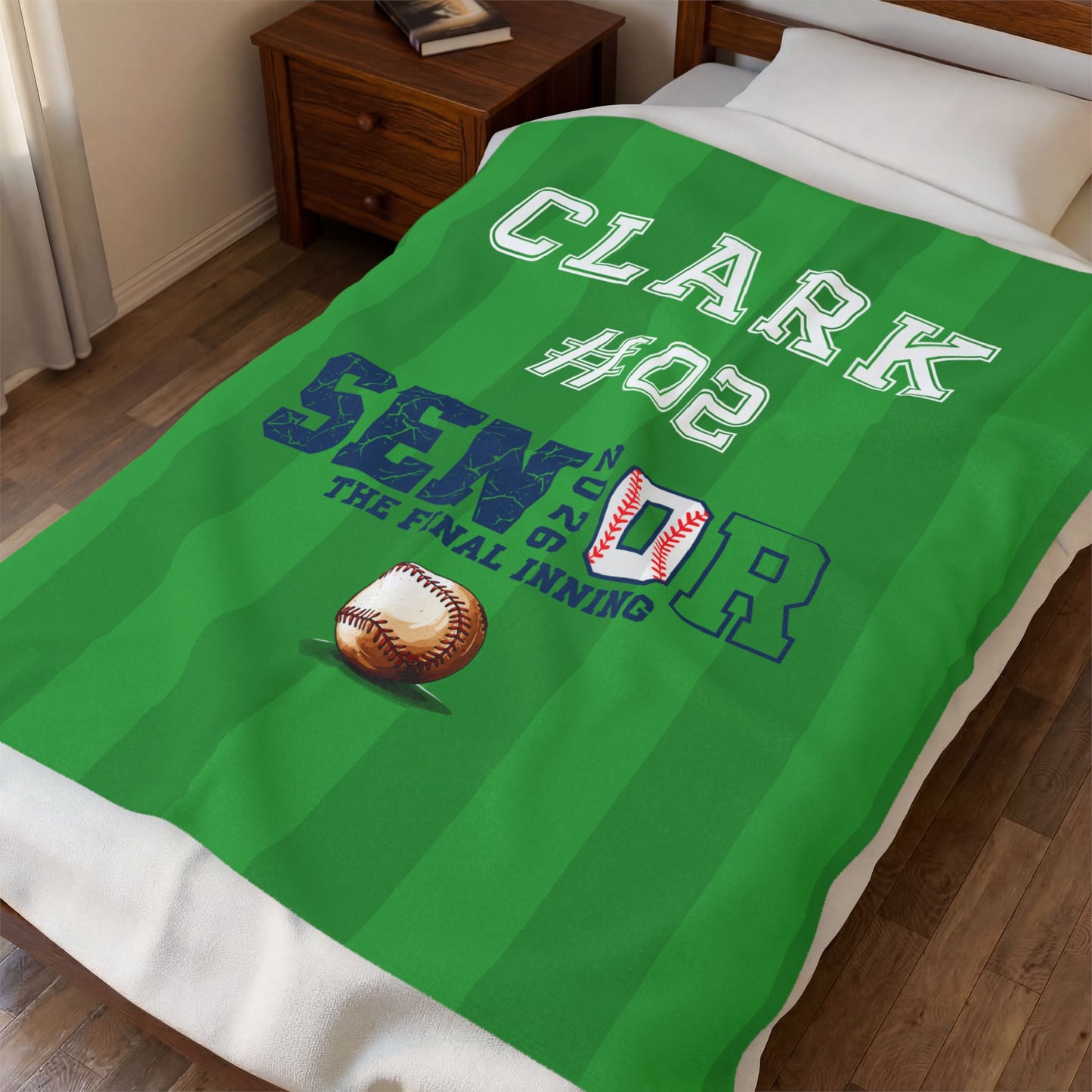 Personalized Senior Baseball Velveteen Plush Blanket - Name & Number (The Final Inning)