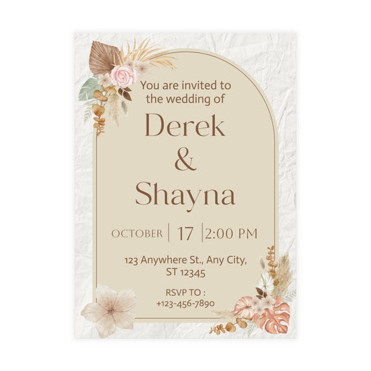 LIVE PERSONALIZATION Boho Wedding Invitation with Photo Back and QR Code