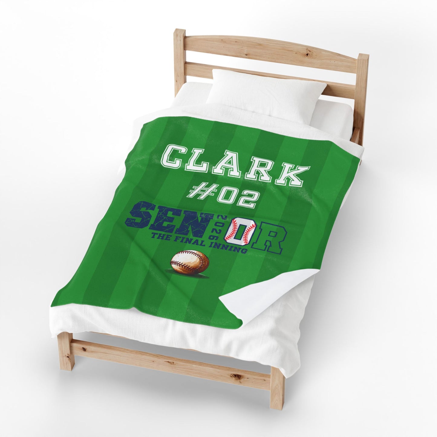 Personalized Senior Baseball Velveteen Plush Blanket - Name & Number (The Final Inning)