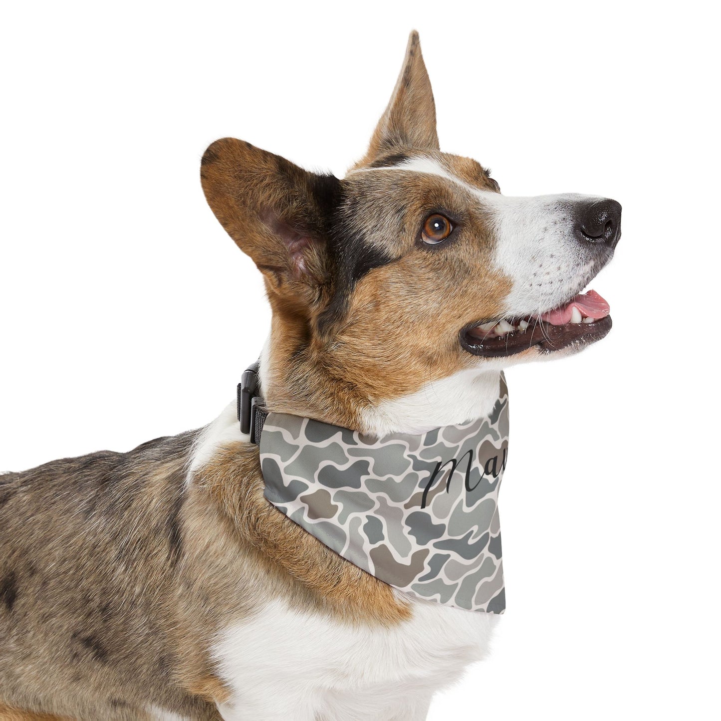 Grey Camo Pet Bandana Collar | Custom Name