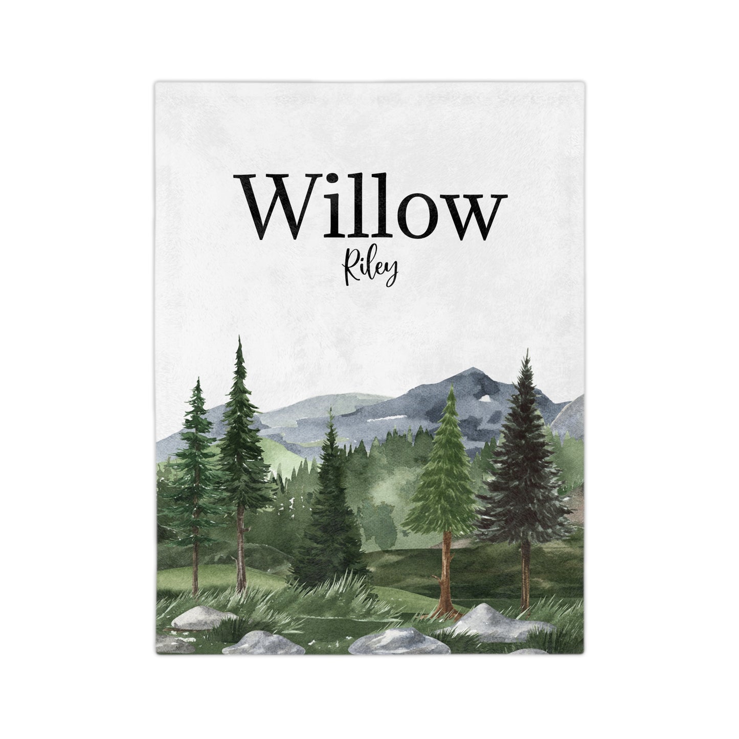 Personalized Mountain Forest Blanket