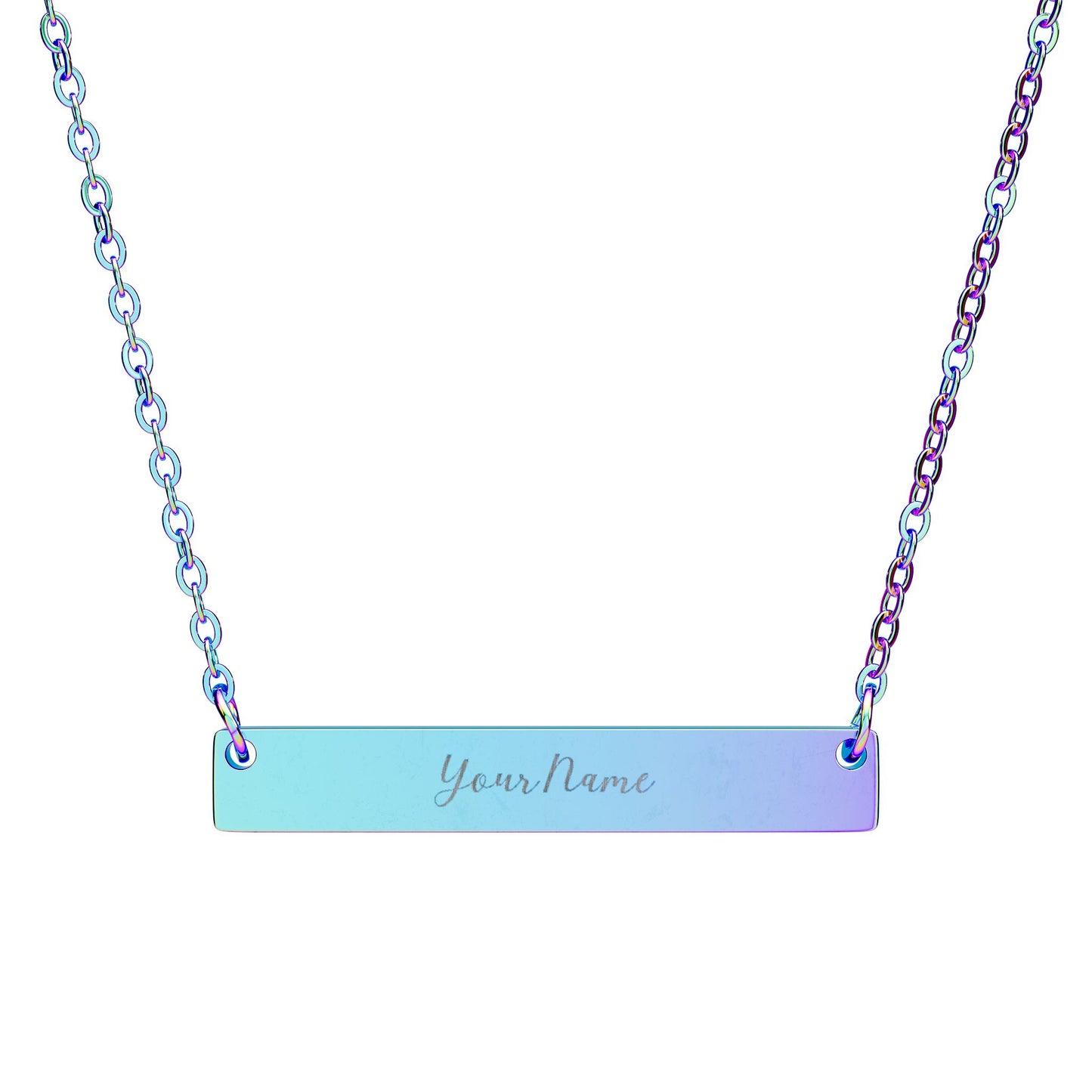 LIVE PERSONALIZATION Engravable Horizontal Bar Necklace — Personalized Name or Message Pendant