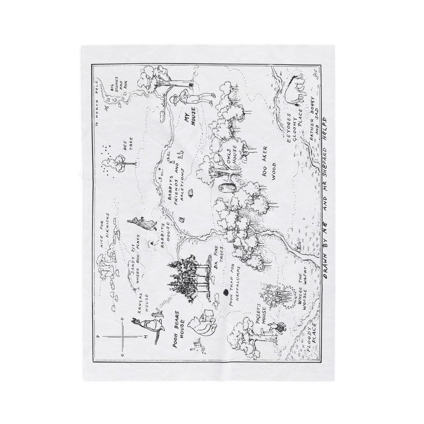 100 Acre Wood Blanket – Classic Storybook Map (Black & White)