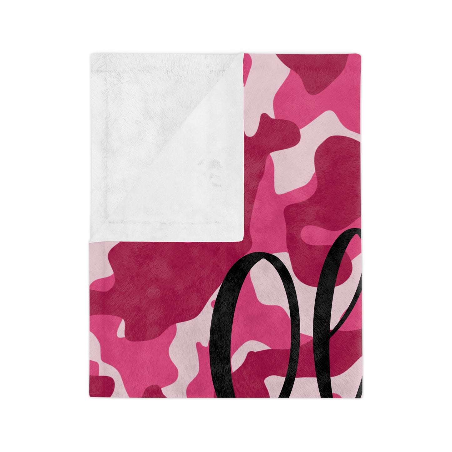 Personalized Pink Camo Velveteen Blanket