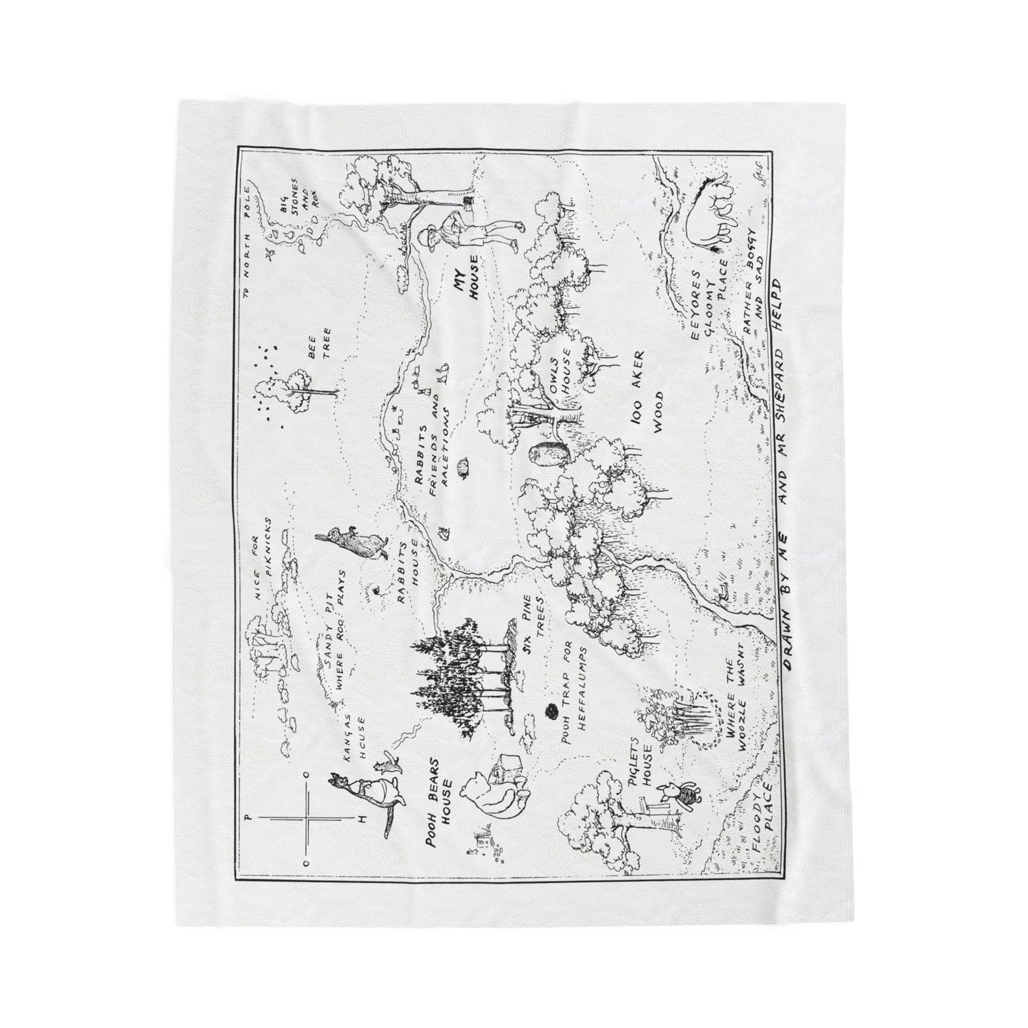 100 Acre Wood Blanket – Classic Storybook Map (Black & White)