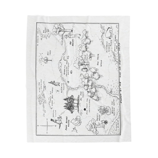 100 Acre Wood Blanket – Classic Storybook Map (Black & White)