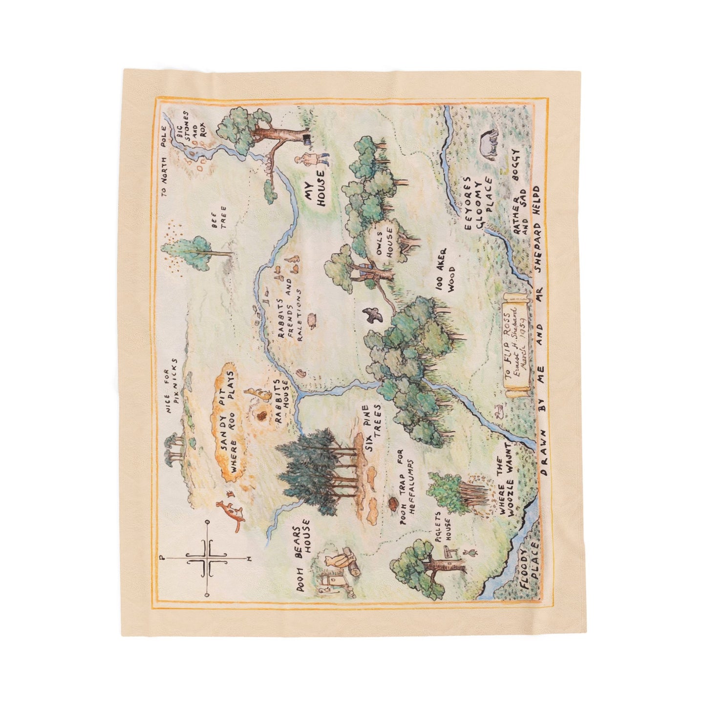 100 Acre Wood Classic Pooh — Illustrated Adventure Map Throw