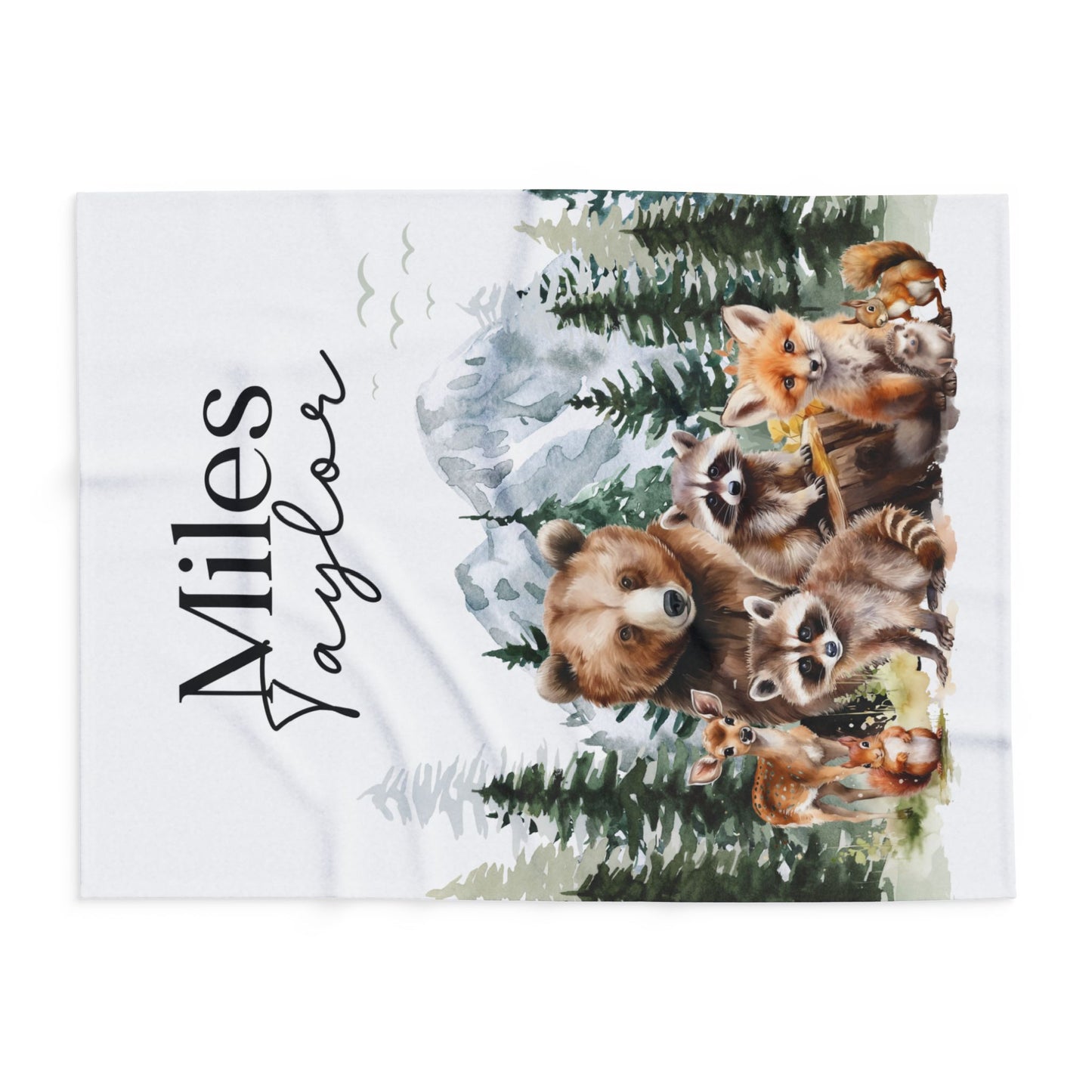 Personalized Woodland Themed Fleece Blanket