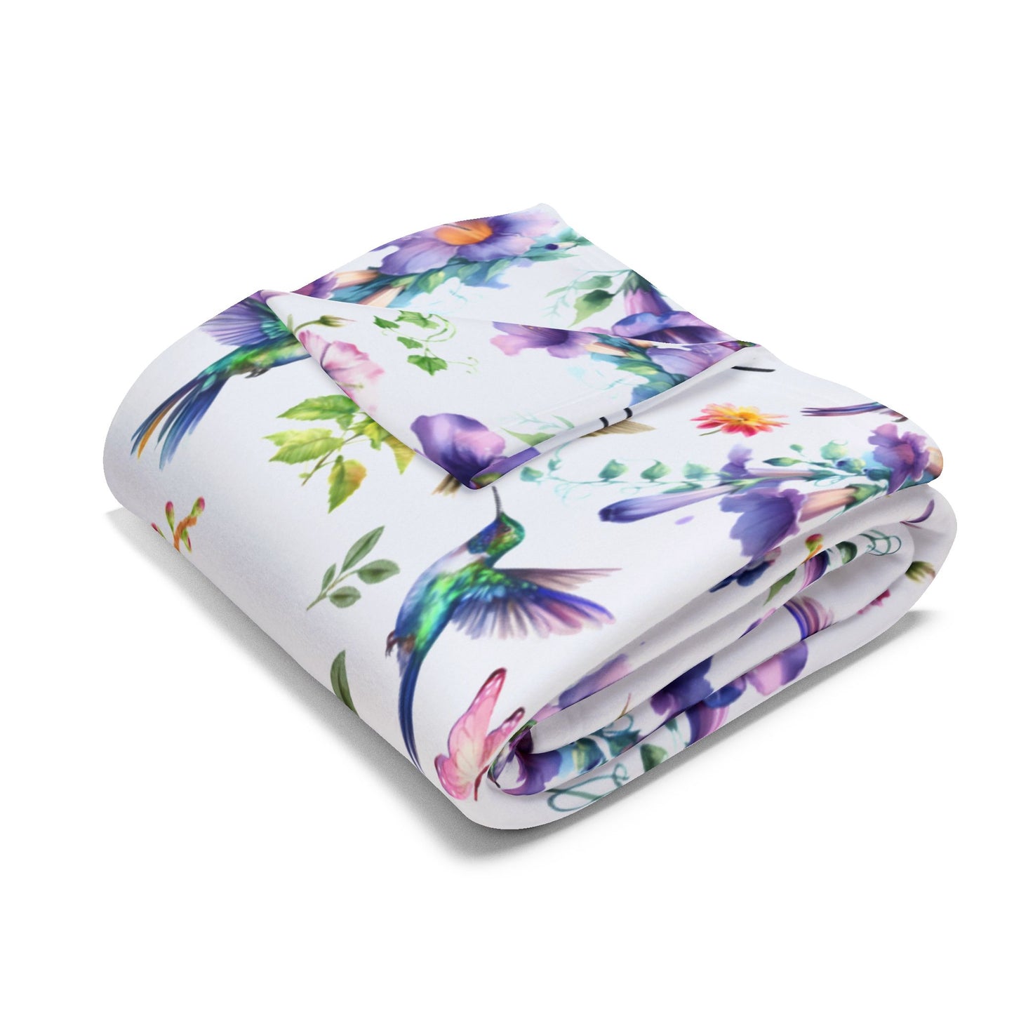 Personalized Hummingbirds and Watercolor Florals in Purple