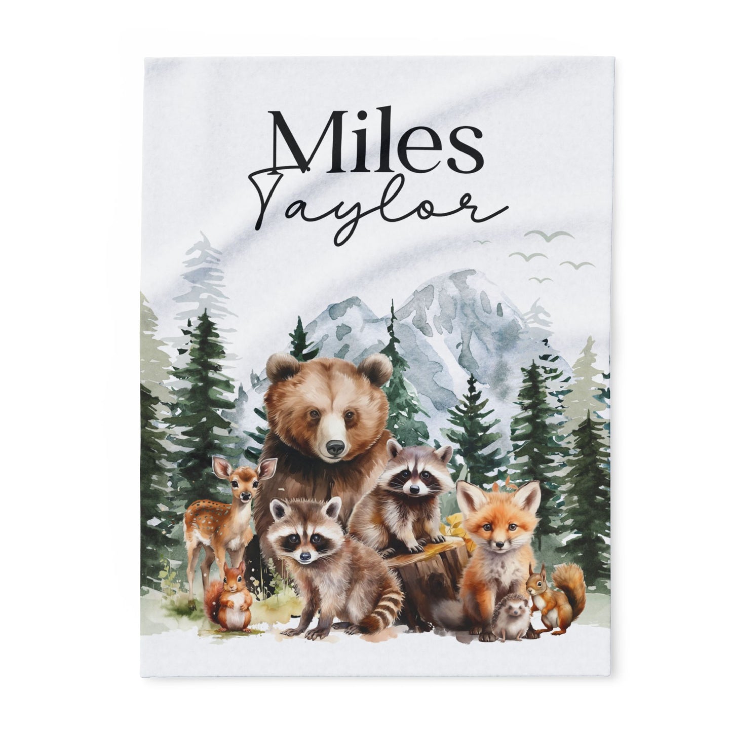 Personalized Woodland Themed Fleece Blanket