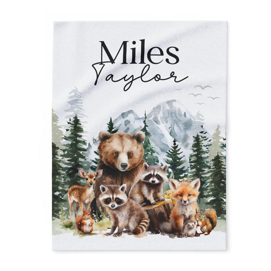 Personalized Woodland Themed Fleece Blanket
