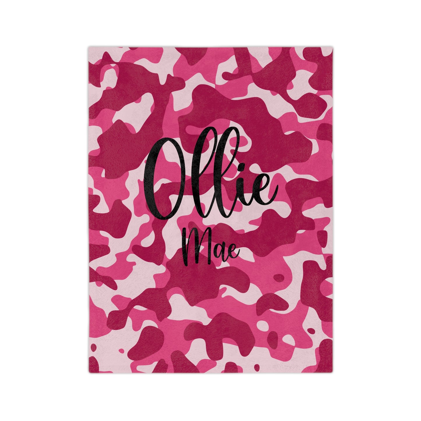 Personalized Pink Camo Velveteen Blanket