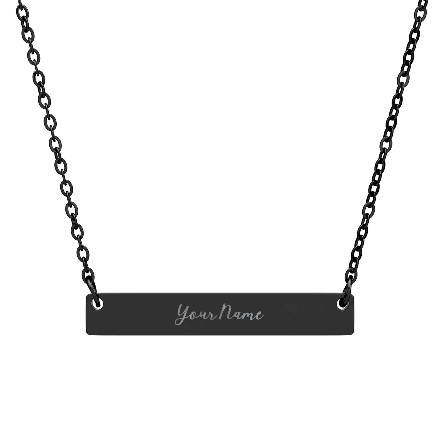 LIVE PERSONALIZATION Engravable Horizontal Bar Necklace — Personalized Name or Message Pendant