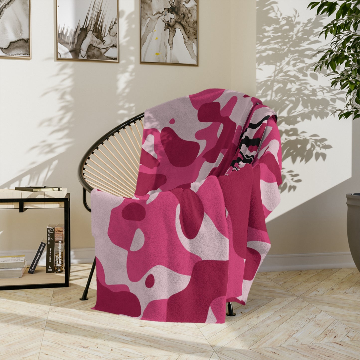 Personalized Pink Camo Velveteen Blanket