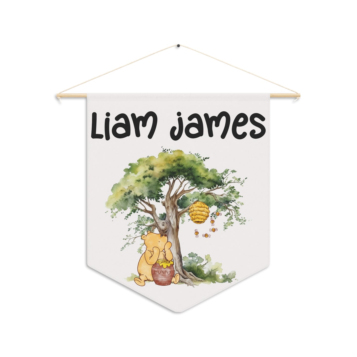 Personalized Nursery Pennant — Classic Pooh & Honey Tree Name Banner