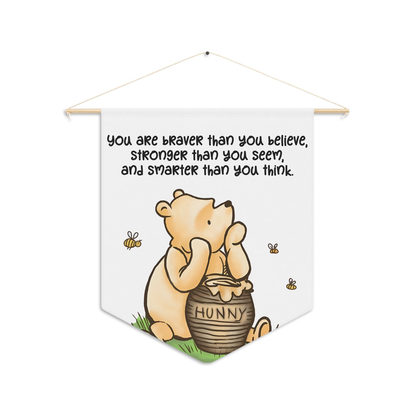 Inspirational Classic Winnie-Themed Pennant — "You Are Braver Than You Believe" Wall Banner