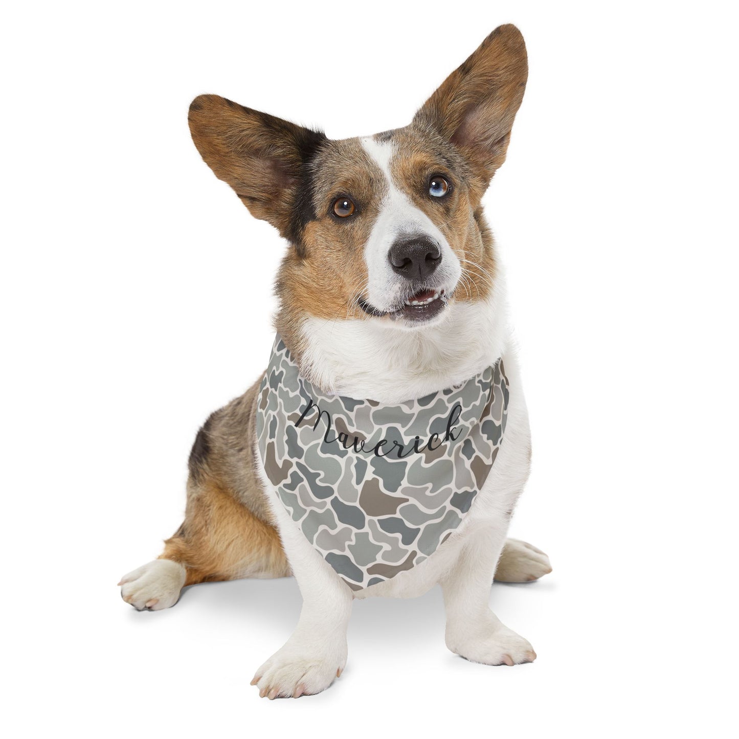 Grey Camo Pet Bandana Collar | Custom Name