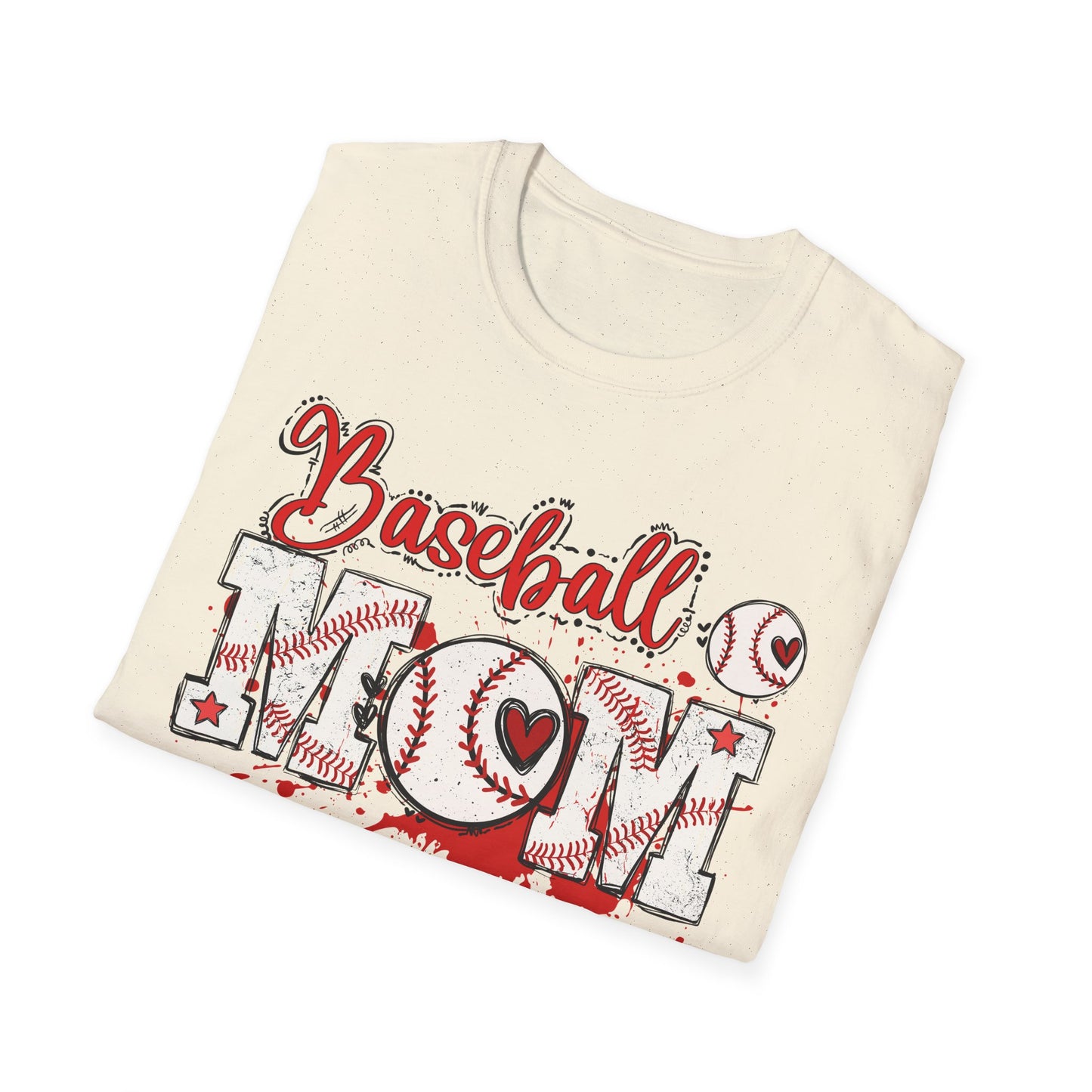 Grunge Baseball Mom T-Shirt – Personalized Jersey Number & Name Back