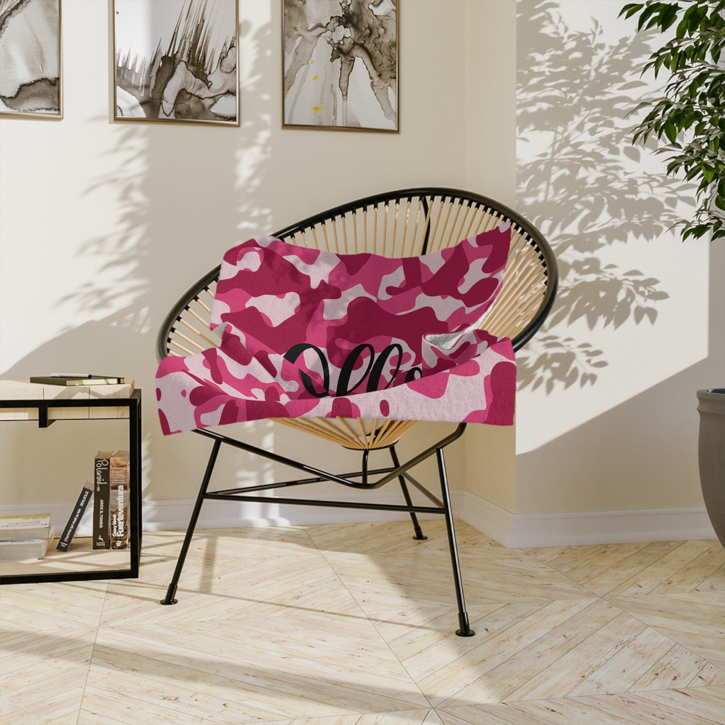 Personalized Pink Camo Velveteen Blanket
