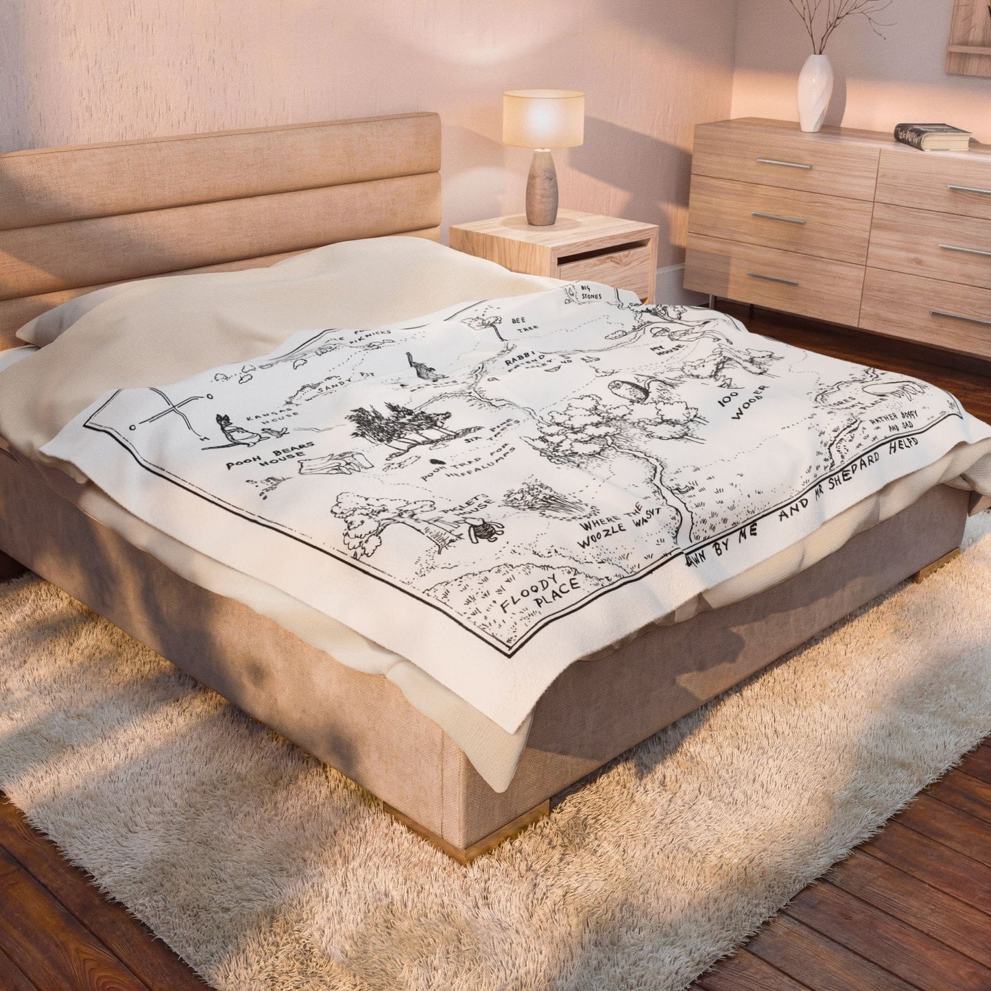 100 Acre Wood Blanket – Classic Storybook Map (Black & White)