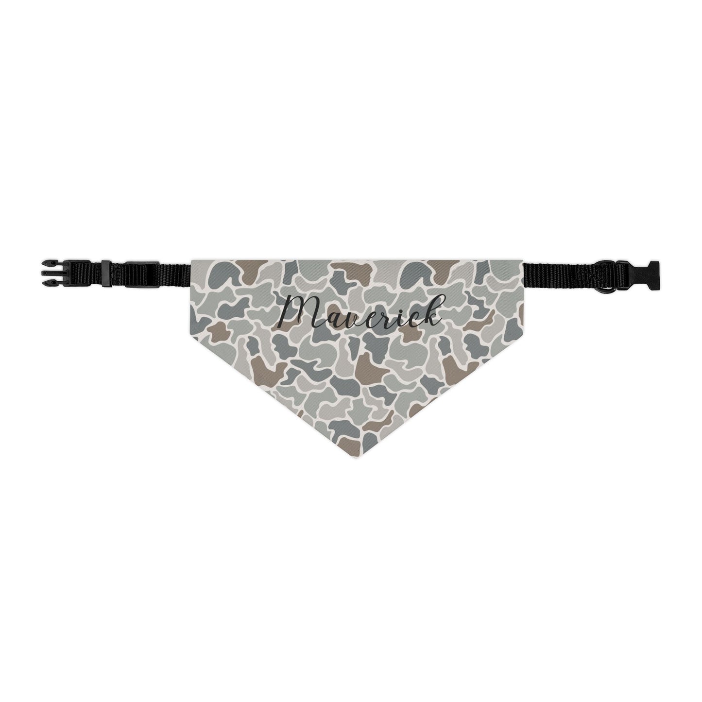 Grey Camo Pet Bandana Collar | Custom Name