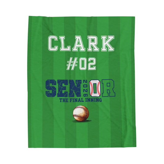 Personalized Senior Baseball Velveteen Plush Blanket - Name & Number (The Final Inning)