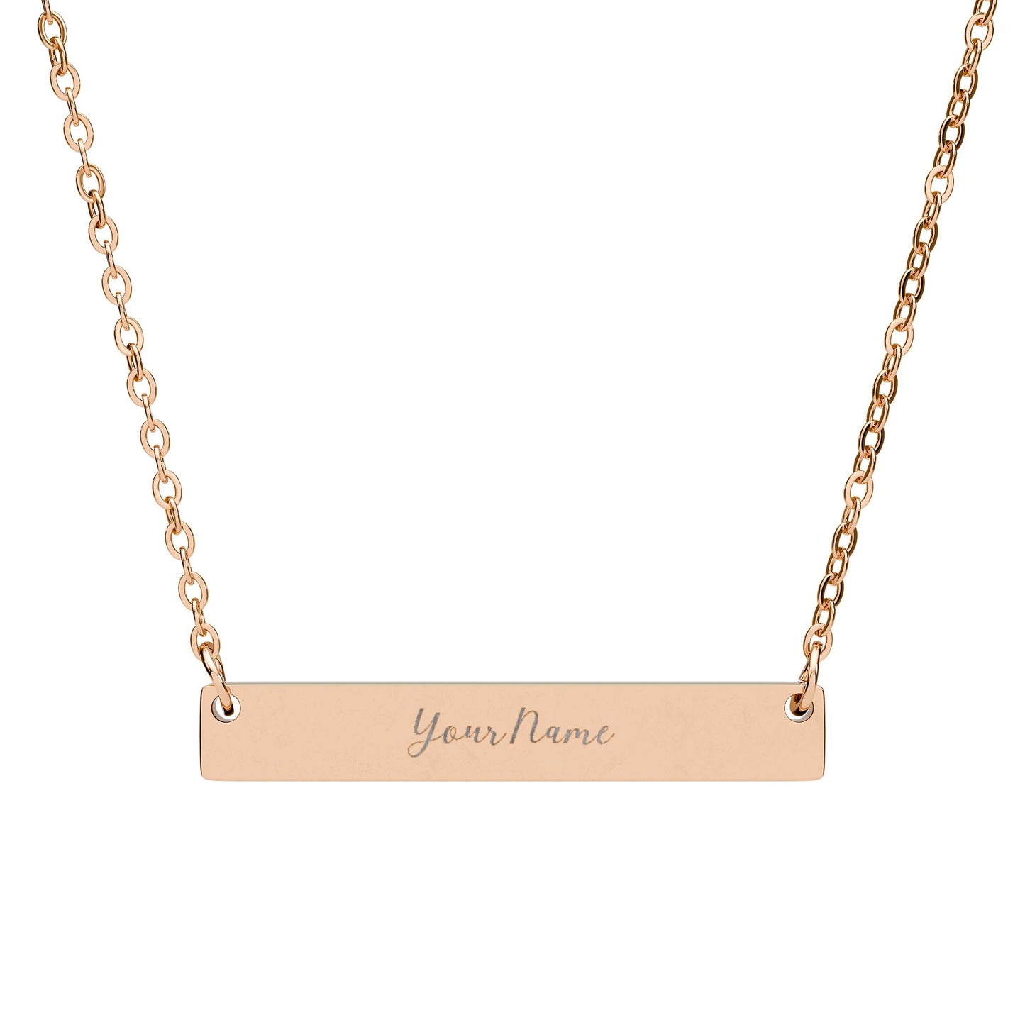 LIVE PERSONALIZATION Engravable Horizontal Bar Necklace — Personalized Name or Message Pendant