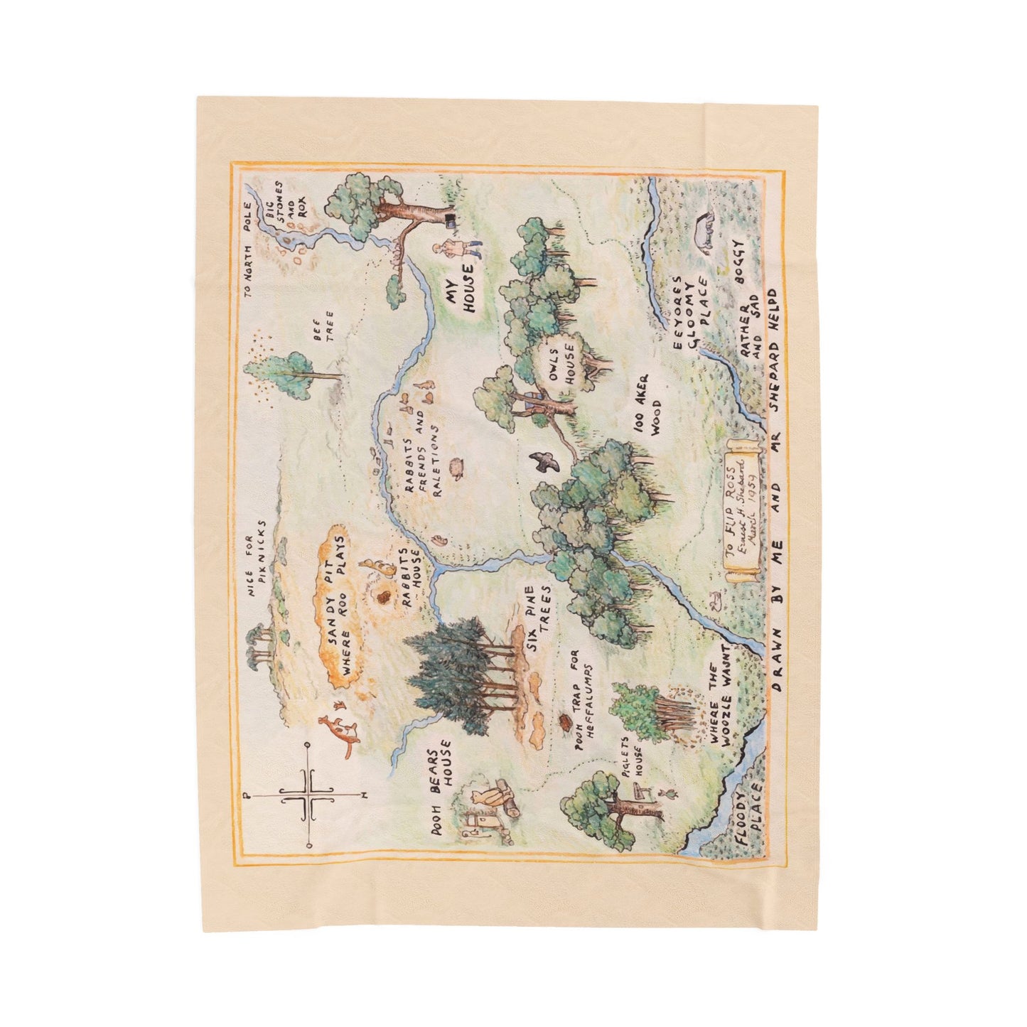 100 Acre Wood Classic Pooh — Illustrated Adventure Map Throw