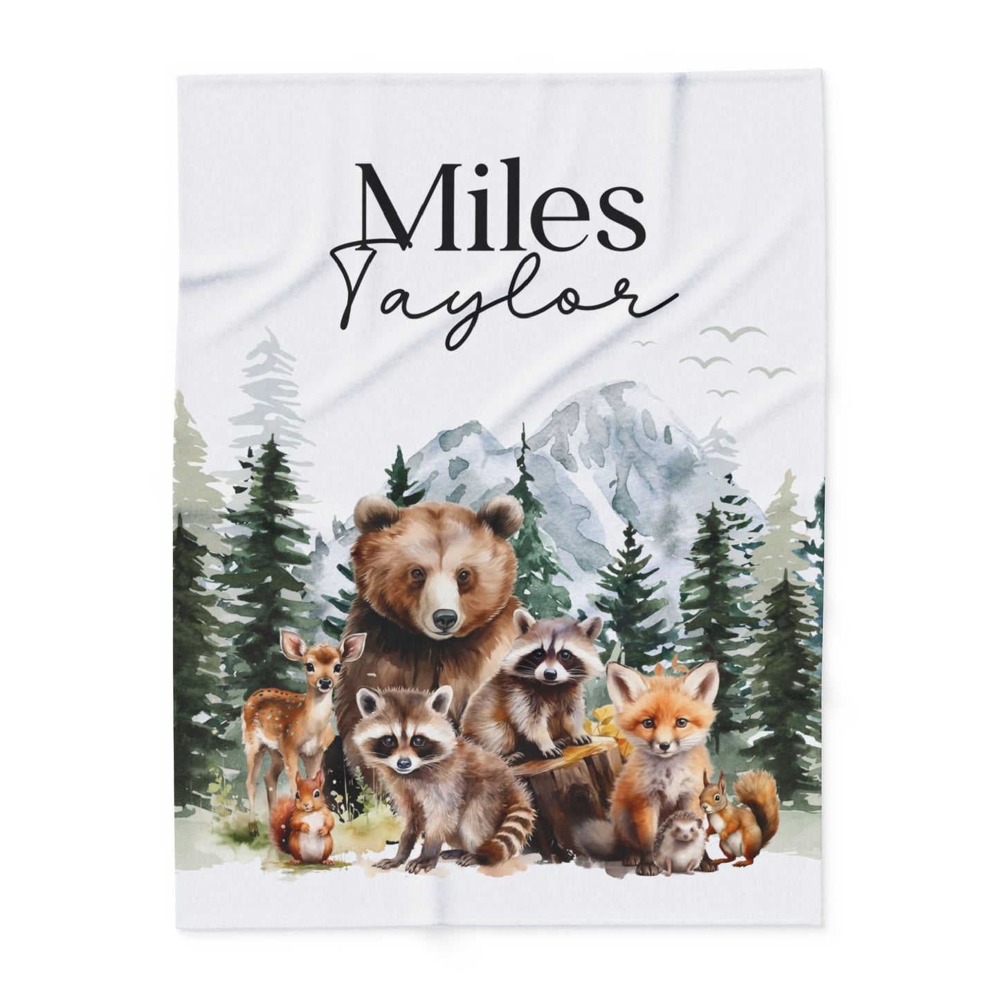 Personalized Woodland Themed Fleece Blanket