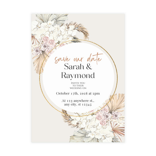 LIVE PERSONALIZATION Boho Invitation for weddings with a website/QR code