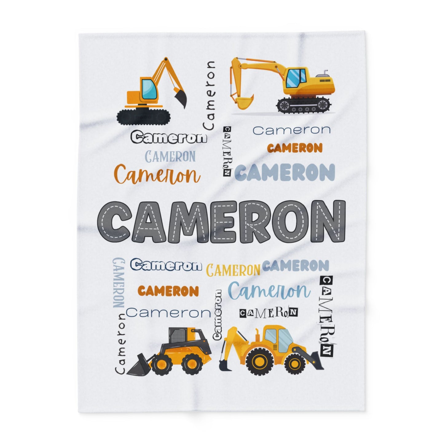 Personalized Construction, Heavy Equipment Blanket For Kids