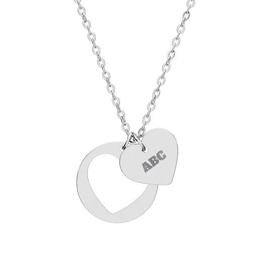 Engravable Heart Cutout Necklace — Personalized Initial Pendant (Silver or Rose Gold)