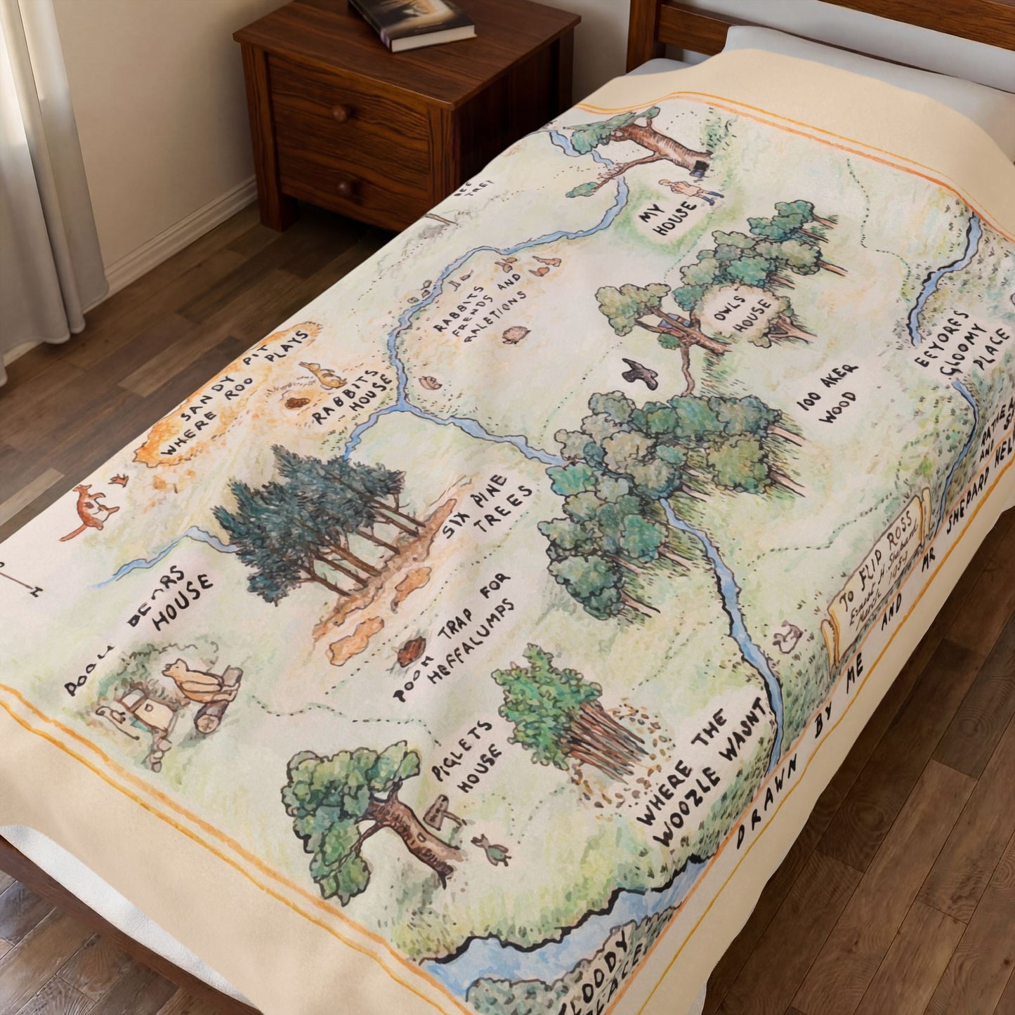 100 Acre Wood Classic Pooh — Illustrated Adventure Map Throw
