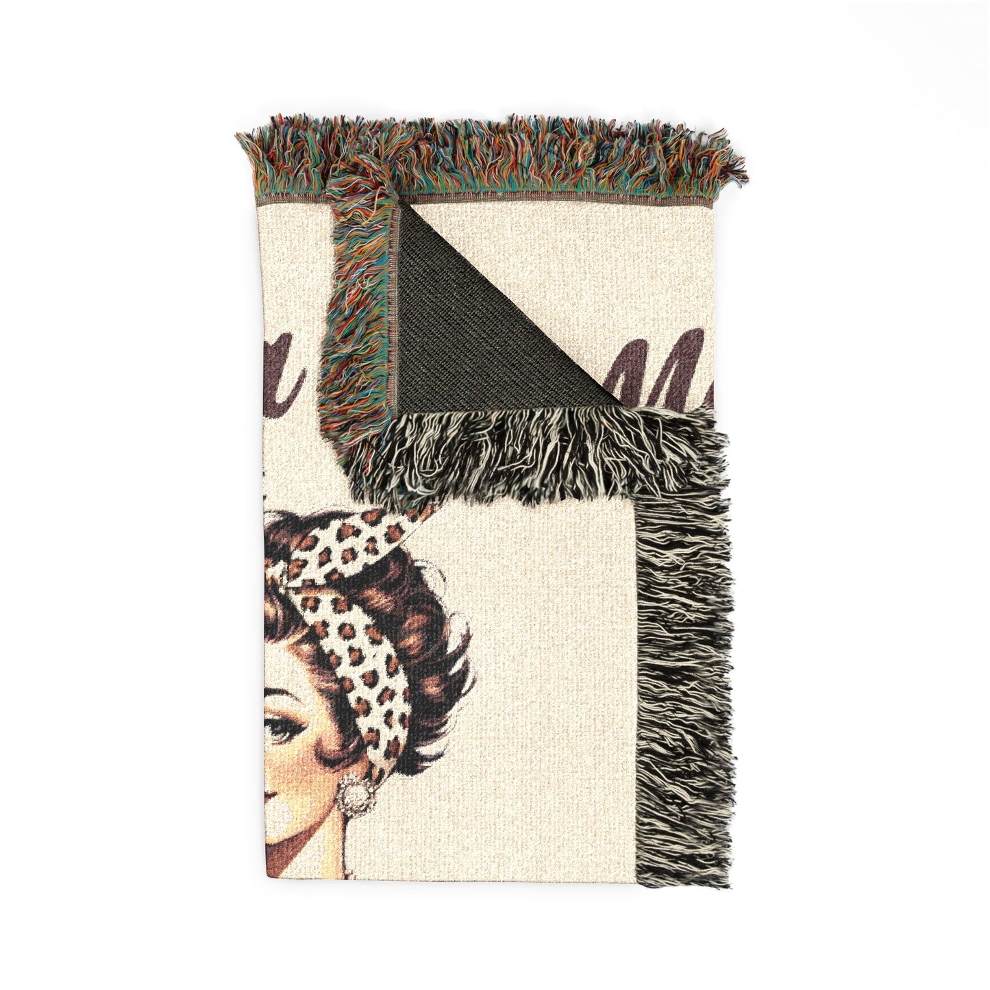 Mama Wine Lover Woven Blanket — Vintage Retro Mom Wine Throw With EST Date