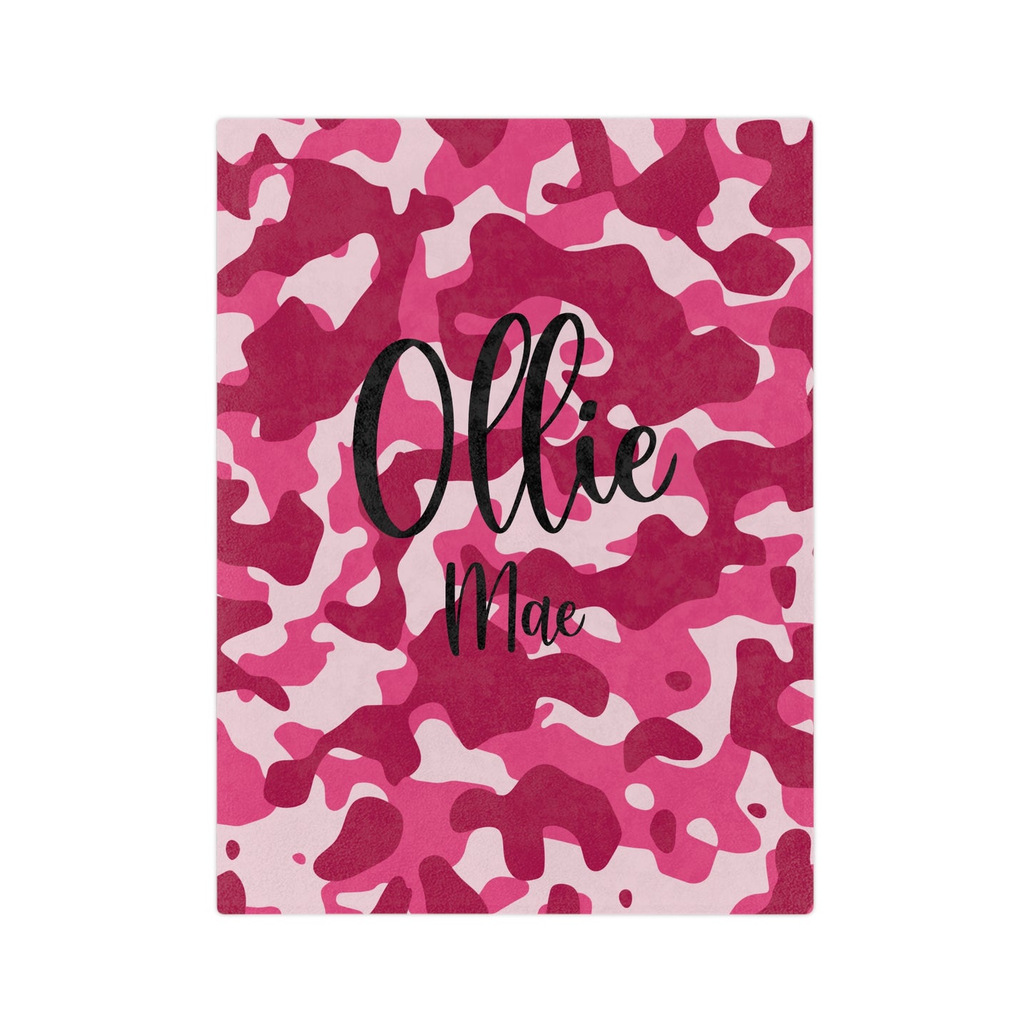 Personalized Pink Camo Velveteen Blanket