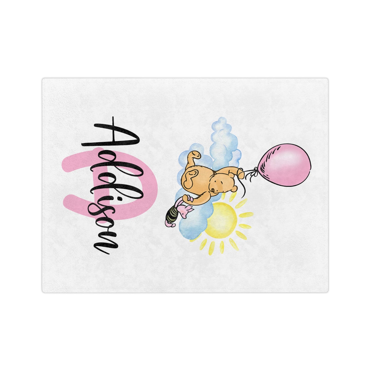 Personalized Baby Blanket — Classic Pooh Balloon Name Blanket