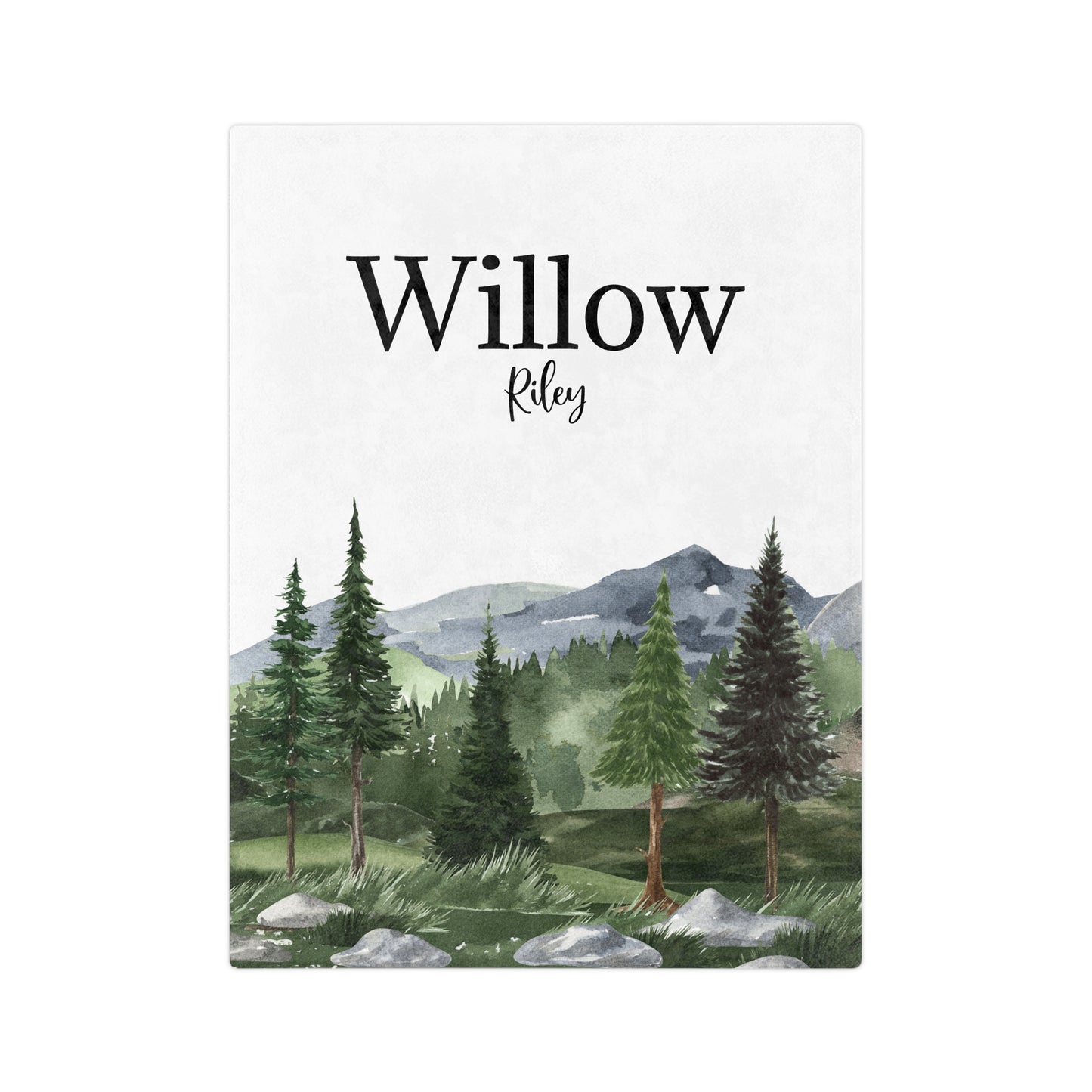 Personalized Mountain Forest Blanket