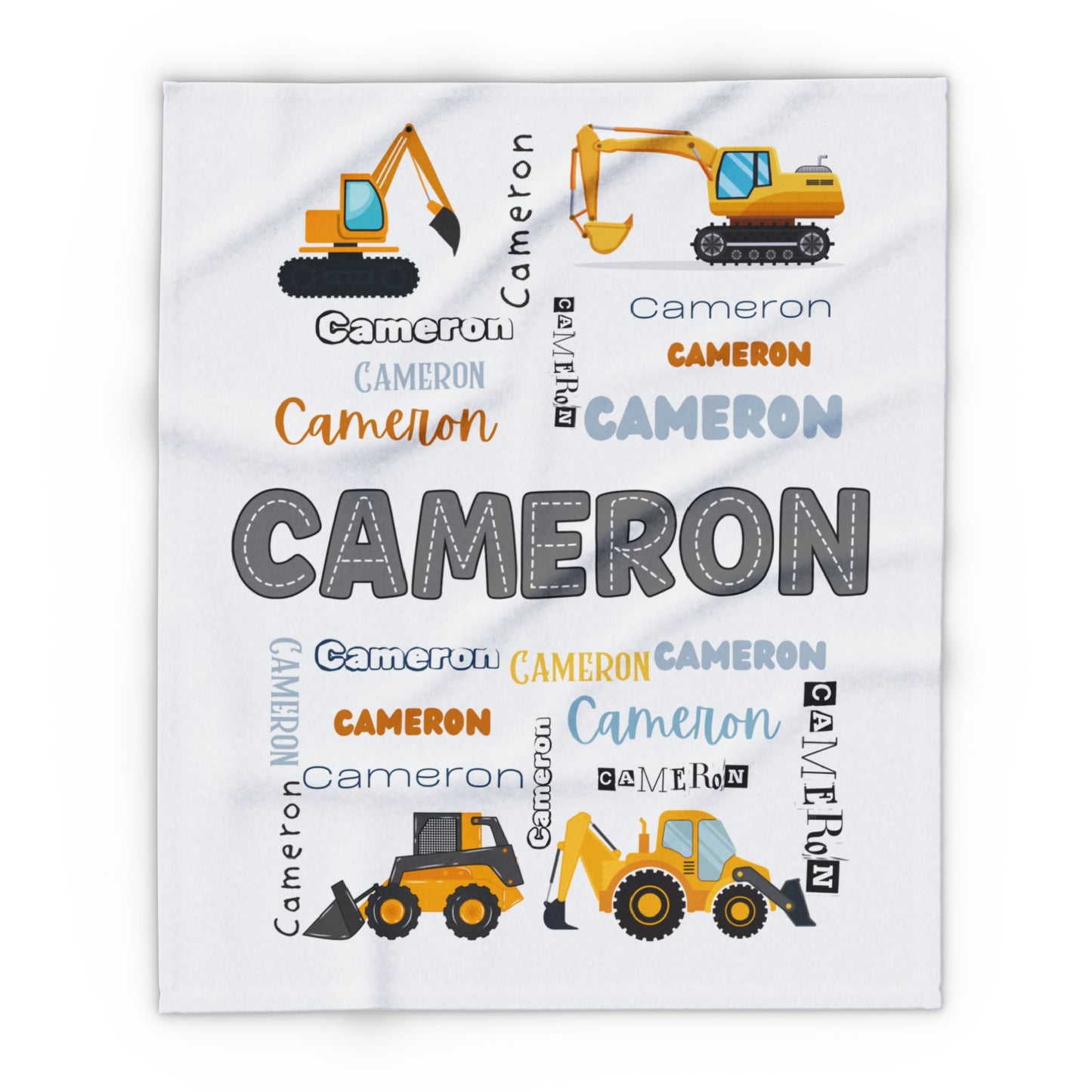 Personalized Construction, Heavy Equipment Blanket For Kids