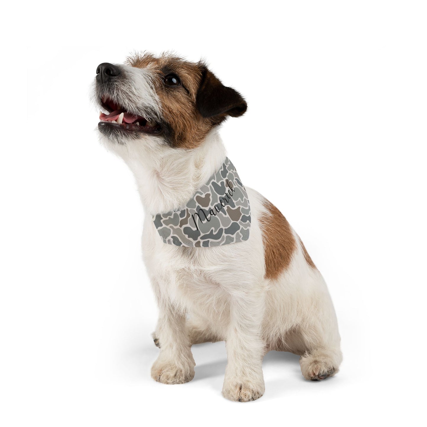 Grey Camo Pet Bandana Collar | Custom Name