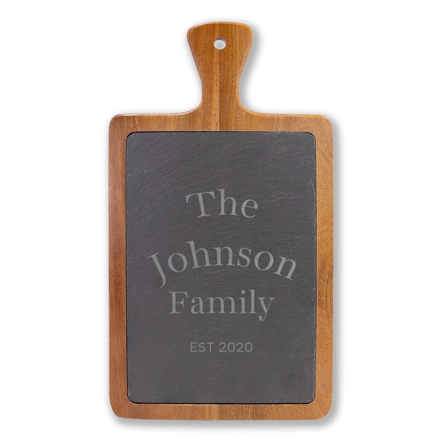 Engraved “The _______ Family/EST Date | Slate/Acacia Wood Charcuterie Board