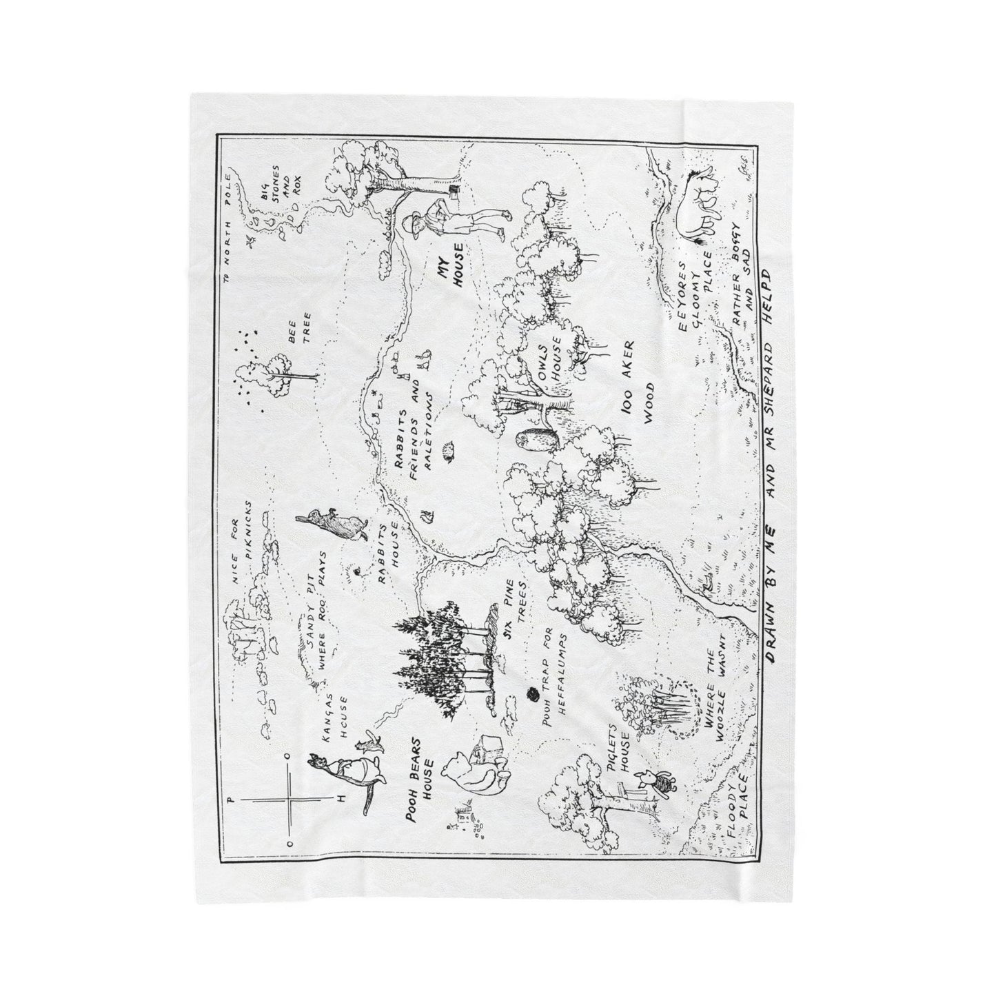 100 Acre Wood Blanket – Classic Storybook Map (Black & White)